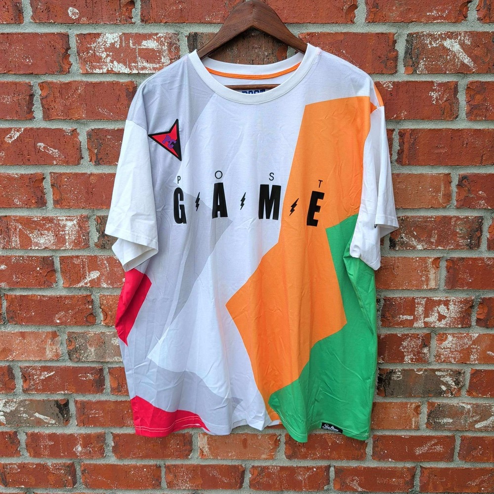 Post Game T-Shirt Men 4XL White Orange Green Colorblock Jersey Style 13 Graphic